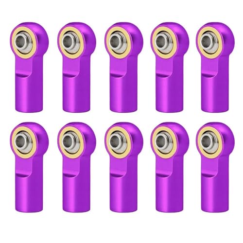 10Pcs Metal M3 Aluminum Link Rod Tie Rod End Ball Joint for AXIAL SCX10 D90 D110 for Tamiya CC01 Racing 1/10 RC Car Track Car(Purple)