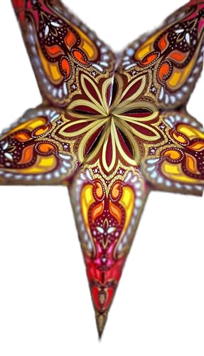 Image of Lantern Lampshade Paper Star Light Shades Large 60cm Star Hanging Decorations for Christmas Wedding Home Decoration Birthday Party (Glitter Golden, Orange, Brown, Multi)