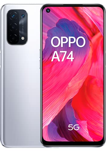 OPPO-A74-5G-Pantalla-649-FHD-90Hz-6-GB-RAM-128-GB-Almacenamiento-Qualcomm-Snapdragon-480-5G-Cuadruple-camara-48822-MP-5000-mAh-con-Carga-rapida-de-18-W-Plata-Version-ESPT