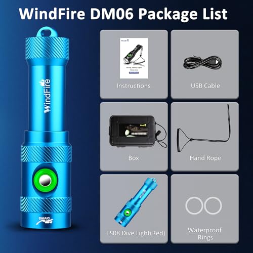 Image of WINDFIRE DM06 Scuba Dive Light Bright Rechargeable Diving Flashlight 3-Mods