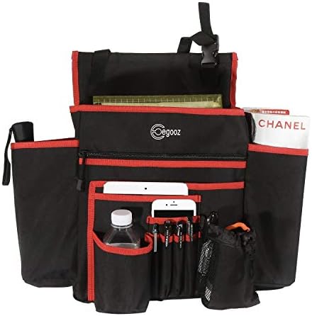 Egooz Car Front Seat Organizer with Large Capacity, 9 Storage Pockets, Heavy Duty, Easy Reach, Perfect Traveling Office for Law Enforcement and Business Commuters.
