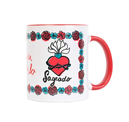 Grupo Erik 1 Taza Desayuno Frida Kahlo, Verde Coral y Rojo