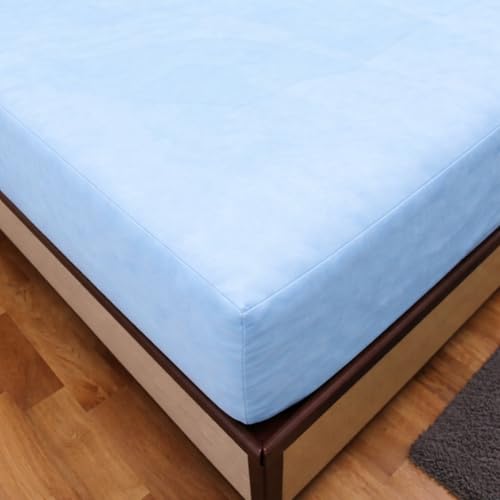 Image of Premium 100 Percent Waterproof Mattress Protector with Elastic Non-Woven | Hypoallergenic Mattress Cover Fitted Bed Protector for Single Size Bed 48x72 Inch Fit On 10 Inch 4X6 Feet, Light Blue