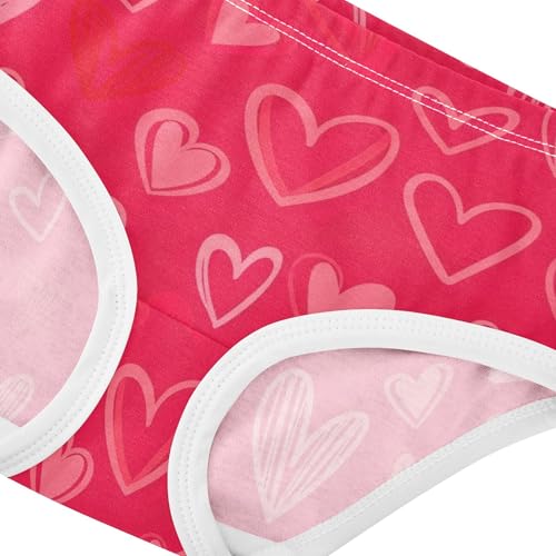 Vibrant Pink Hearts Gifts Red Panties for Girl Toddler Underwear Floral Cotton Personalized Undies Kids Briefs 2t4