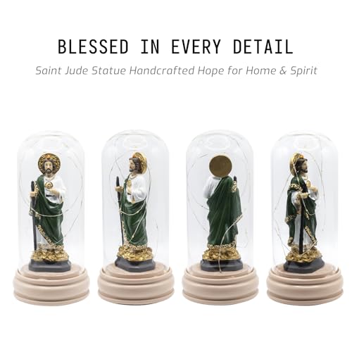 Estatua de San Judas con luz LED en cúpula de vidrio miniatura 6