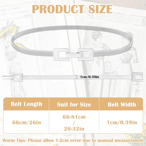 Women Skinny Metal Elastic Belt, Ladies Thin Belts Gold Silver Chain Belt Stretch Spring Waist Belt for Dresses Jeans4