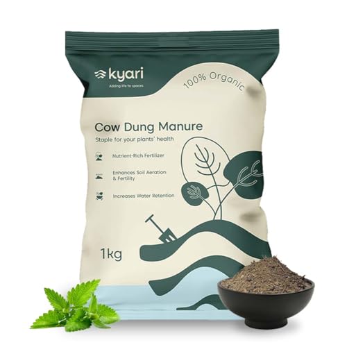 Image of Kyari Cow Dung Manure 1kg for Plants - Organic Gobar Khad Fertilizer
