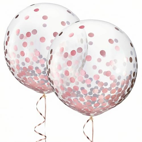 Ballons confettis roses métallisés Party Solids de 61 cm pour décoration d'anniversaire