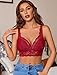 Avidlove Lace Bralettes Women V Neck Wireless Bras Unlined Basic Cami Sexy Comfy Everyday Wirefree Lingerie Unpadded Wine Red