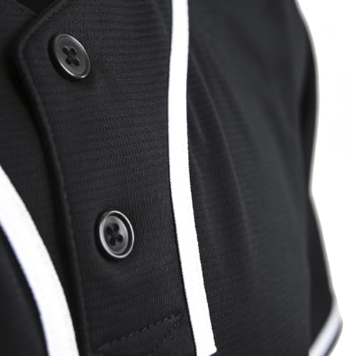 Camiseta de béisbol Henley negra de 2 botones, manga corta transpirable con cuello en V para uso deportivo o casual miniatura 7