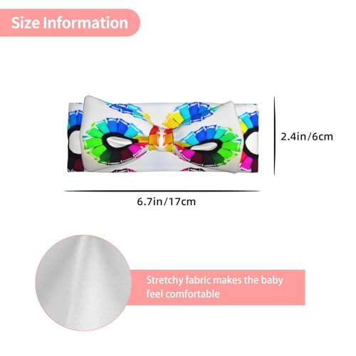 Colored crayon circles Prints Baby Bow Headband Super Stretchy Soft Bows Hair Accessories for Newborn Infants Toddlers Kids Girls3
