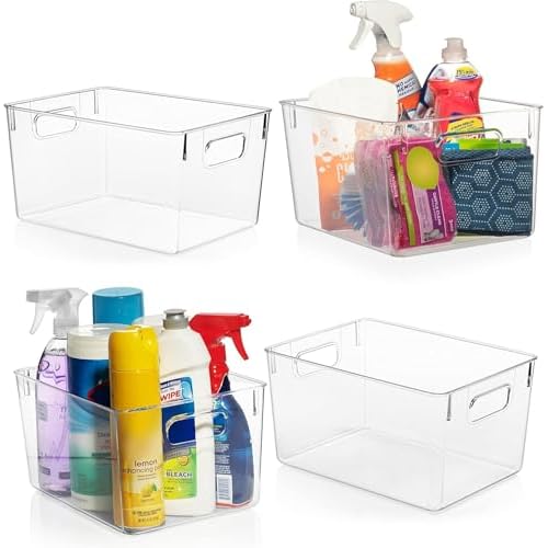 ClearSpace Clear Plastic Storage Bins – Pantry Organizers & Storage Containers, Cabinet Organizer – Home Organization Must Haves for Kitchen, Laundry Room, Office, Closet, Garage & Freezer