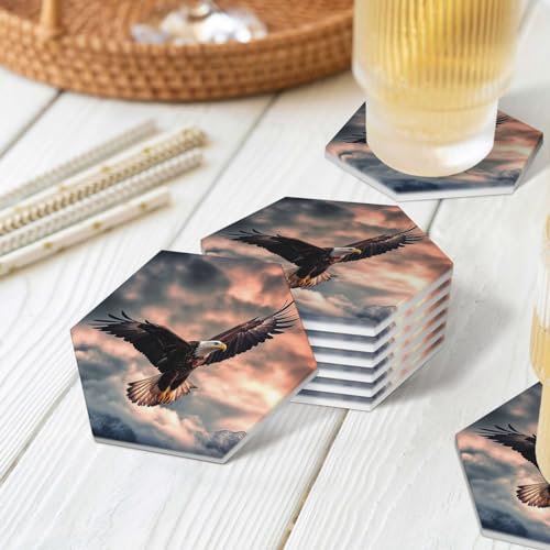 Dessous de verre céramique aigle 6 pièces avec support chic - 8