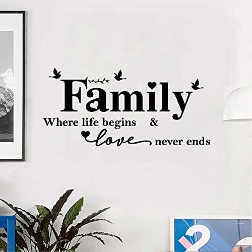 Large Family Wall Stickers Wall Art Decor Family Where Life Begins and Love Never Ends Wall Decal Removable Vinyl Decal Art Mural for Living Room Bedroom Kitchen Decoration - Image 3