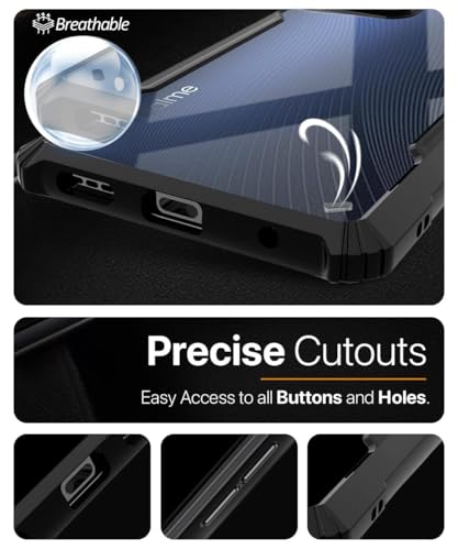 Image of WOW IMAGINE Shock Proof Clear Protective Back Case for Realme Narzo 80x 5G - AirEDGE Technology | 360 Degree Camera Protection | Transparent Hybrid Back Case Mobile Cover - Black