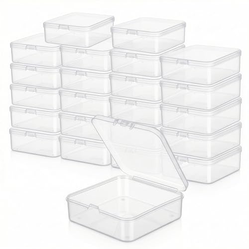 LJY 23 Clear Square Plastic Boxes, 2.9 x 2.9 x 1 in for Model Parts
