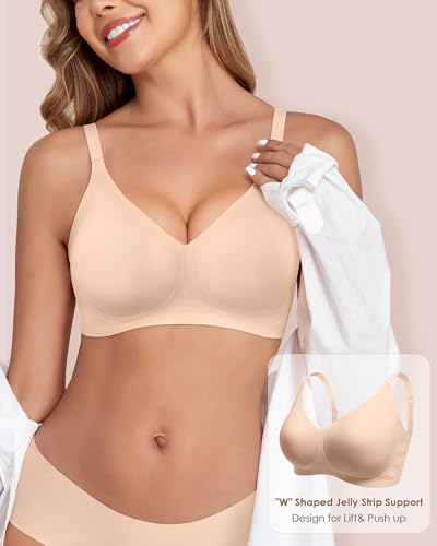 Women Wireless Bras Comfortable Seamless Bra No Underwire Supportive Full Coverage Bra V Neck Push Up Bralettes - Image 5