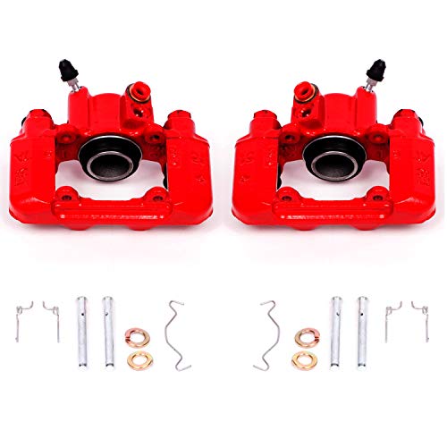 Image of PowerStop Rear Red Powder Coated Brake Caliper Pair for Pontiac Vibe 2003-06 |Toyota Celica 2000-05 |Corolla 2005-06 |Matrix 2003-07 - High-Temp Brake Caliper Upgrade, S2612
