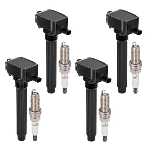 Image of BDFHYK 4 Ignition Coil Pack UF648 and 4 Iridium Spark Plug 97390 Compatible with Chrysler 300 Town & Country Dodge Avenger Challenger Charger Journey Jeep Cherokee Wrangler Coil for C1791 5C1848
