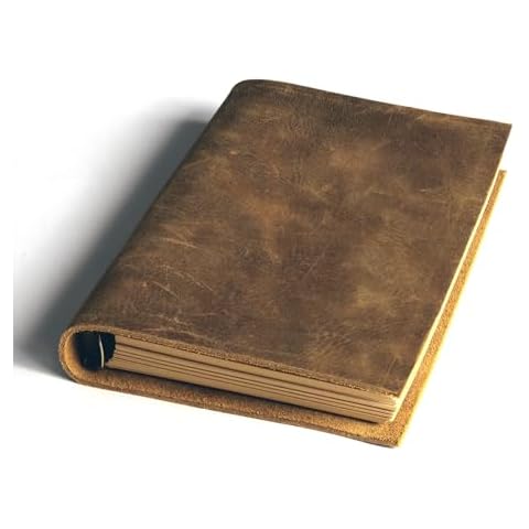 Fishkonw Vintage Leather Journal Notebook,7x5Inch 6 Ring Refillable Leather Binder Notebook Travel Journal for Women&Men Cover