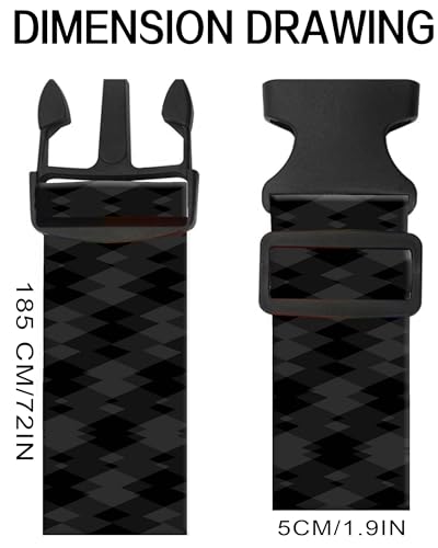 Image of Luggage Straps for Suitcases, Adjustable Travel Belt, Durable Wide Luggage Strap, Cute Suitcase Strap Identifiers with Buckle, Bag Straps for Luggage, Luxury Black Diamond Pattern