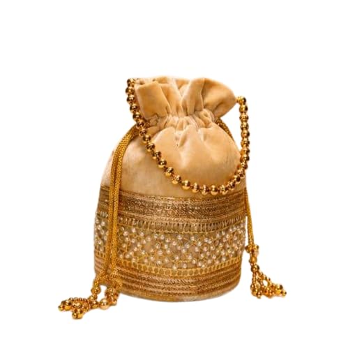 PICK PRIME Embroidered Velvet Potli Purse for Women Elegant Pearl Handle Ethnic Handbag with Drawstring Perfect for Wedding & Festive Occasions-image-36