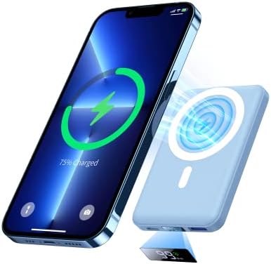 Magnetic Power Bank 10000mAh, Yiisonger 15W Wireless Fast Charging Portable Small Charger Battery Pack PD 20W & QC 22.5W Usb Type C Compatible for iphone 14/13/12 Series(Sierra Blue)
