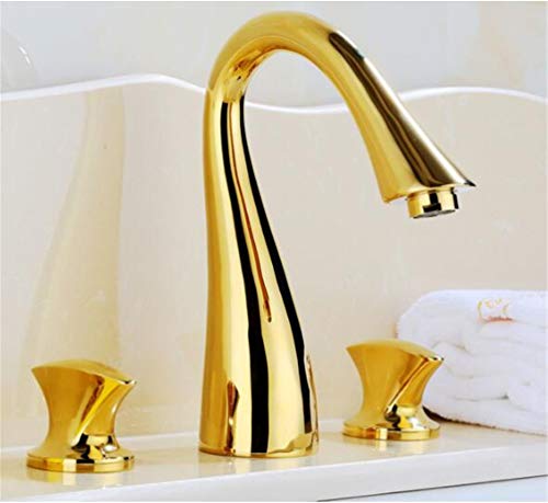 Robinet en laiton plaqué or rétro pour un lavabo de salle de bain luxueux