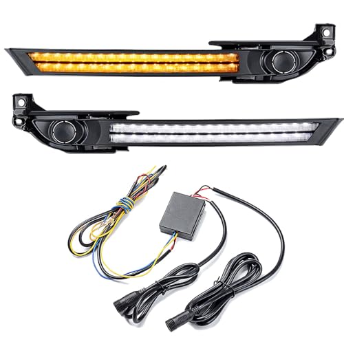 Astra Depot Compatible for 2017-2021 Mazda CX-5 w/o Fog Light MA1038140 MA1039140 AO LED Sequential DRL White Daytime Running Light Amber Turn Signal Lamp 60W IP67 200lm-300lm + Foglamp Hole Brackets