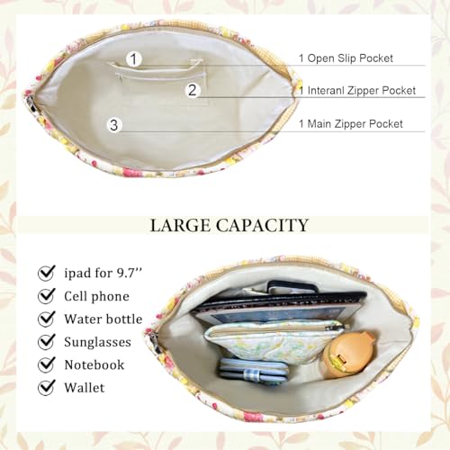 Image of Sunwel Fashion Top Zipper Floral Quilted Bag Small Tote Bag for Women