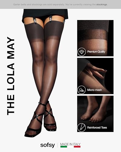 Image of sofsy Premium High-Waist Mesh Garter Belt | 6-Strap Suspender Lingerie for Women's Thigh High Stockings with Metal Clips