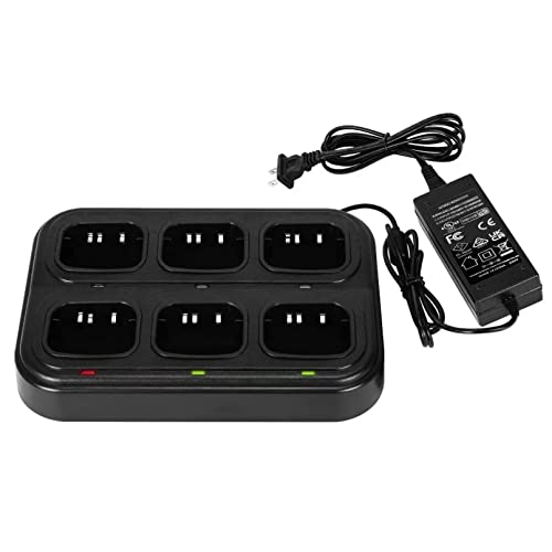 Image of SAMCOM Six Way Charger Multi Unit Gang Charging Station Organizer 60 Watts | with AC Adapter LED indicator Compatible with FPCN30A Rechargeable 1500 /3000mAh Batteries,4-5 Hours Charging Time