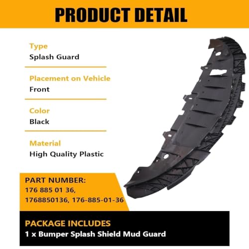 Image of SecosAutoparts Bumper Splash Shield Cover Front Compatible with Mercedes-Benz CLA45 AMG 4Matic 2014-2019 Replace# 1768850136, 176-885-01-36
