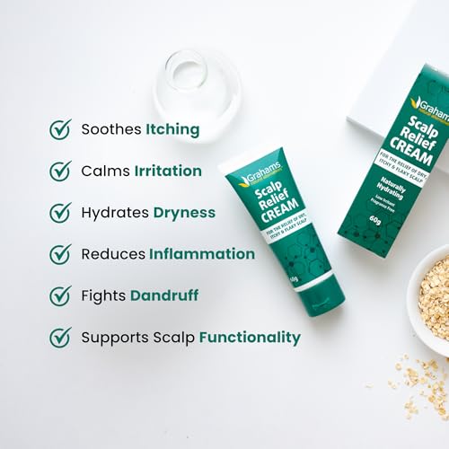 Grahams Natural Scalp Relief Cream - Seborrheic Dermatitis, Dandruff & Psoriasis Scalp Treatment - Moisturises Dry, Itchy & Flaky Scalps - Manuka Honey, Calendula, Jojoba Seed Oil (1 x 60g) - 2