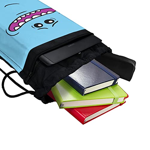 LOGOVISION Rick And Morty Mr. Meeseeks Face Drawstring Backpack Sports Bag Sackpack 17" x 13", Perfect for Gym, Yoga or Practice4