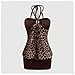 Verdusa Women's Leopard Halter Mini Dress Y2k Western Bodycon Dresses Club Outfits Brown Large