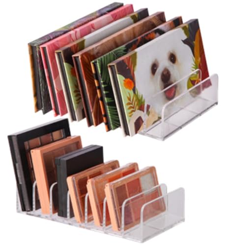 wdcfxy 2-Pack Clear Cosmetic Organizers for Makeup Storage - Stackable Eyeshadow Palette Organizer Trays, Countertop & Drawer Makeup Organizer for Bathroom Vanity, Sunglasses