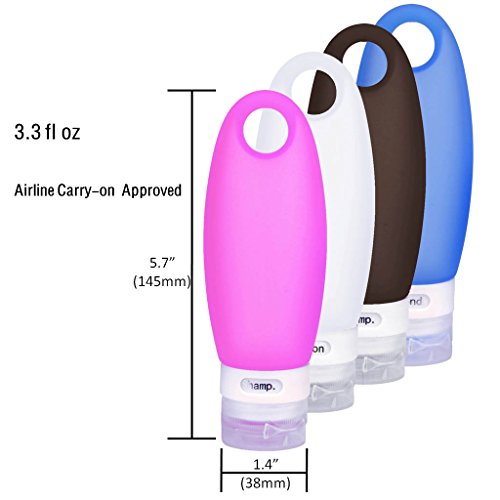 Gym Refillable Bottles Leak Proof Camping Travel Containers With Shower Lanyard ,3.3Oz Tsa Approved Squeezable Silicone Travel Tube Set For Gym Shampoo Lotion Soap #TOP3