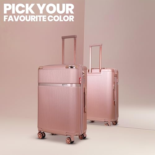 Image of AMERICAN TRAVELLER Urban Gold ABS Trolley Bags Luggage Single Small Suticase Grey with Rose Gold Accents, TSA Lock, 8 Spinner Wheels, 730 Days Warranty (1, Rose Gold, S20)
