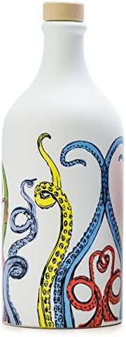 Antico Frantoio Muraglia, Premium Italian Extra Virgin Olive Oil, First Cold Press, Pop Art Collection, TENTACLES, Collectible Handmade Ceramic Bottle 17 Fl.oz (500 ml) evoo