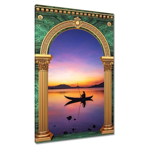 Peinture imprimée sur toile soirée pêche pour grand mur vide