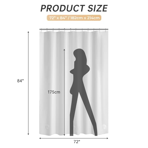 Image of AmazerBath Plastic Shower Curtain 84 Inches Long, 72 x 84 White Weighted Extra Long Shower Curtain, PEVA Heavy Duty Tall Bathroom Curtains with 3 Big Clear Weighted Stones and 12 Grommet Holes