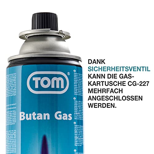 Gaskartuschen TOM Butangas 227 für Kocher und Lampen im Vergleich