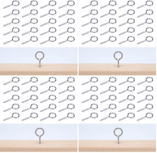 Muzata 20PCS Eye Screws 2 Inch Eye Hook Screw for Wood T316 Stainless Steel M4 Eyelet Hooks Self Tapping for Indoor Outdoor CN22 (Pack of 4)