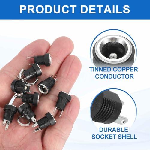 MECCANIXITY 12pcs DC5525 conector de panel 10x10x18mm miniatura 4