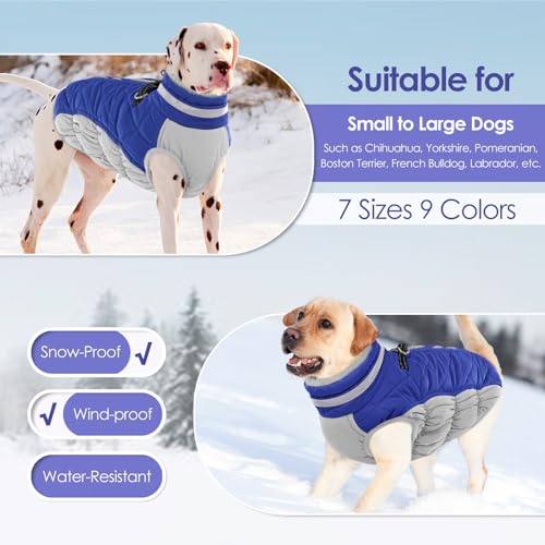 AOFITEE Extra Großer Hundemantel, Warme Wasserdichter & Winddichter Hundejacke mit Bauchschutz, Rollkragen Reflektierende Hund Wintermäntel, Outdoor Fleece Hundebekleidung für Windhund