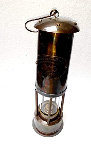 Vimal Nautical Öllampe aus antikem Messing und Glas, nautische Kohle-Öllampe, Heimdekoration, antiker Laternendocht, Öllampe, Braun, 27,9 cm