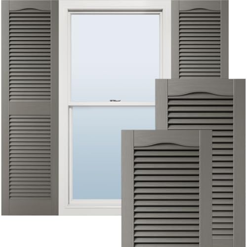 Ekena Millwork Lifetime Vinyl Parteluz central estándar de catedral, persianas de vinilo con listones abiertos, con ganchos de instalación y tornillos a juego (por par), LL1S14X06400TG, 37 cm de ancho