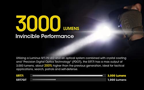 Image of Nitecore SRT7i Tactical Flashlight, 3000 Lumen Long Throw USB-C Rechargeable with Stepless Brightness Adjustment and a Lumentac Organizer