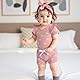 Loalirando Neugeborene Baby Mädchen Sommer Kleidung Set Kurzarm Gerippt Body + Shorts + Stirnband Bekleidungssets für Baby-Mädchen (Weiße Kleine Schleife Rosa, 3-6 Monate)